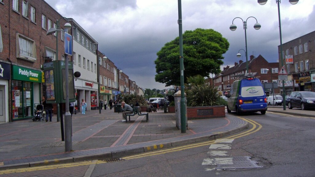Shops on Shenley Road in Borehamwood town centre, Hertfordshire - IT support for Borehamwood businesses from Total Group